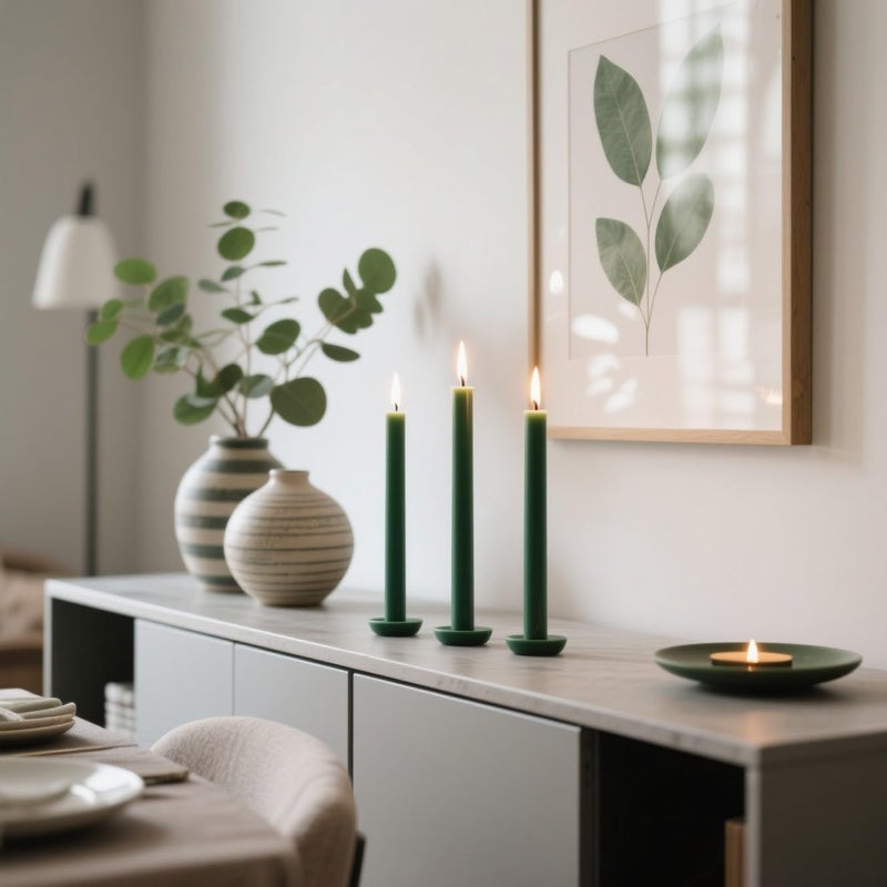 Sihuida 12-Pack Hunter Green Taper Candles, 10 Inch Unscented Dripless Candlesticks, Long-Lasting Burn Time of 7-8 Hours, Perfect for Christmas Home Décor Spring and St. Patrick's Day - Image 2